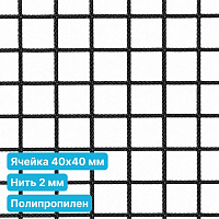 Антидроновая сетка 40х40 2 мм полипропиленовая черная безузловая